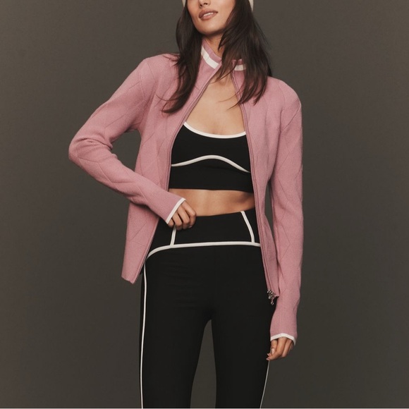 Varley Sweaters - Varley Mauve Knit Zip-Up Sweater